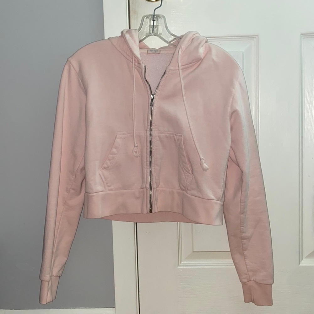 Light pink cropped zip up